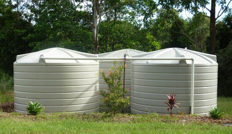 Cluster of 3 22700 litre Rainwater tanks duraplas