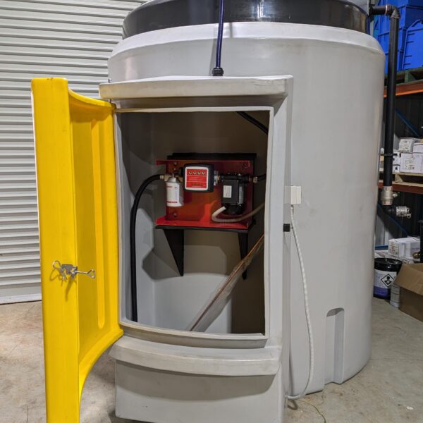 Chemical Storage Tank with Pump and Cabinet