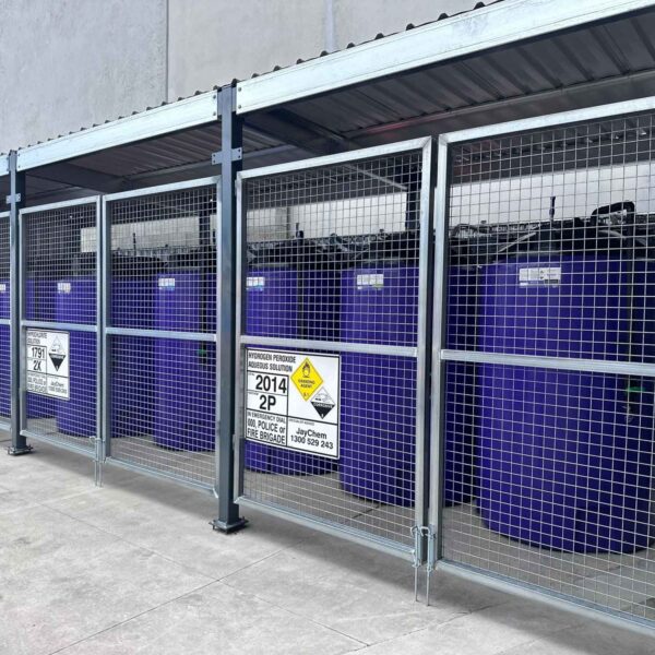 Smart Bund Hydrogen Peroxide Chemical Storage Tanks Fully Installed On Site in Cage